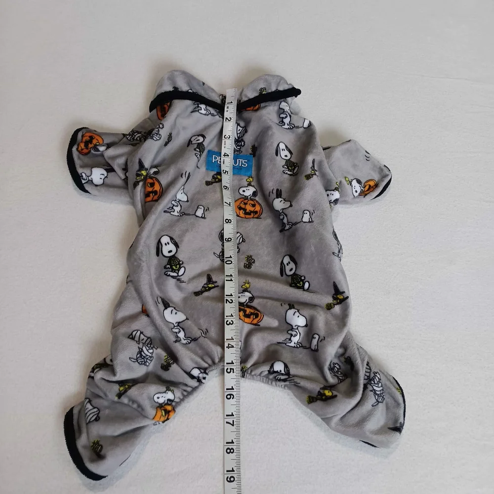 Peanuts Halloween Gray Snoopy Sz S Dog Sweater With Snap Buttons Mummy, Pumpkin
